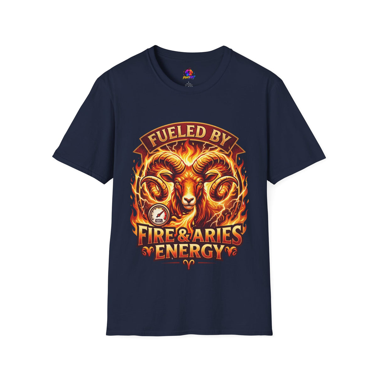 Aries Zodiac Fueled By Fire & Aries Energy T-Shirt — Zodiac Ram Graphic Tee