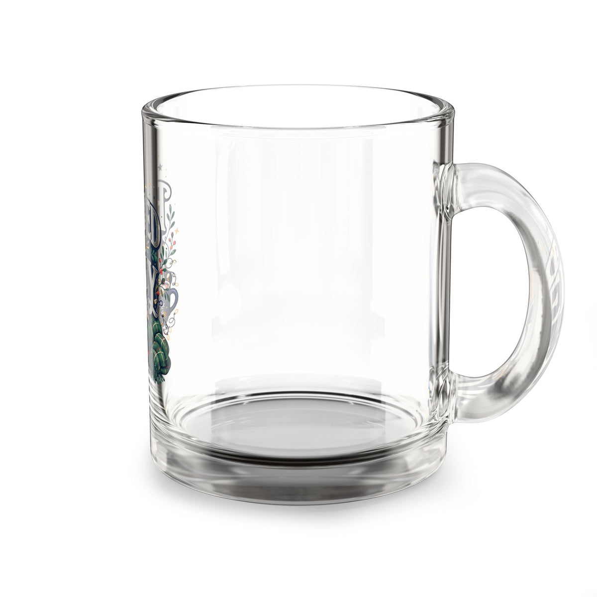 Modern Day Christmas Glass Mug - "Booked and Cozy" Illustrated Reading Mug, 10oz