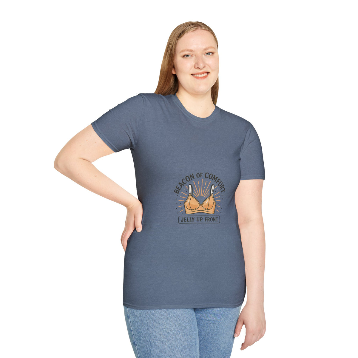 Comfort Bra T-Shirt — "Beacon of Comfort: Jelly Up Front" Graphic Tee- Trending Now - October 2026