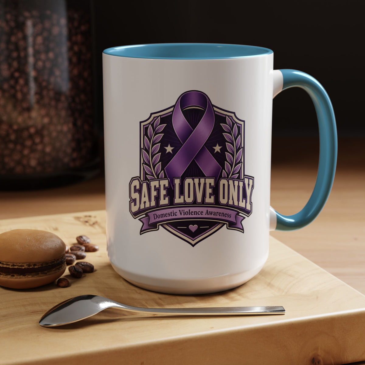 Coffee Mug — "Safe Love Only" Domestic Violence Awareness (Purple Ribbon)