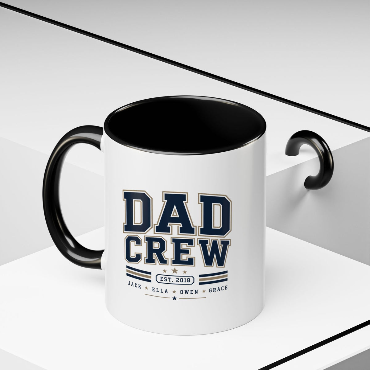 Milo Bailey Dog Dad Mom Dad Crew Accent Coffee Mug — Personalized Family Names, Established Date Coffee Cup