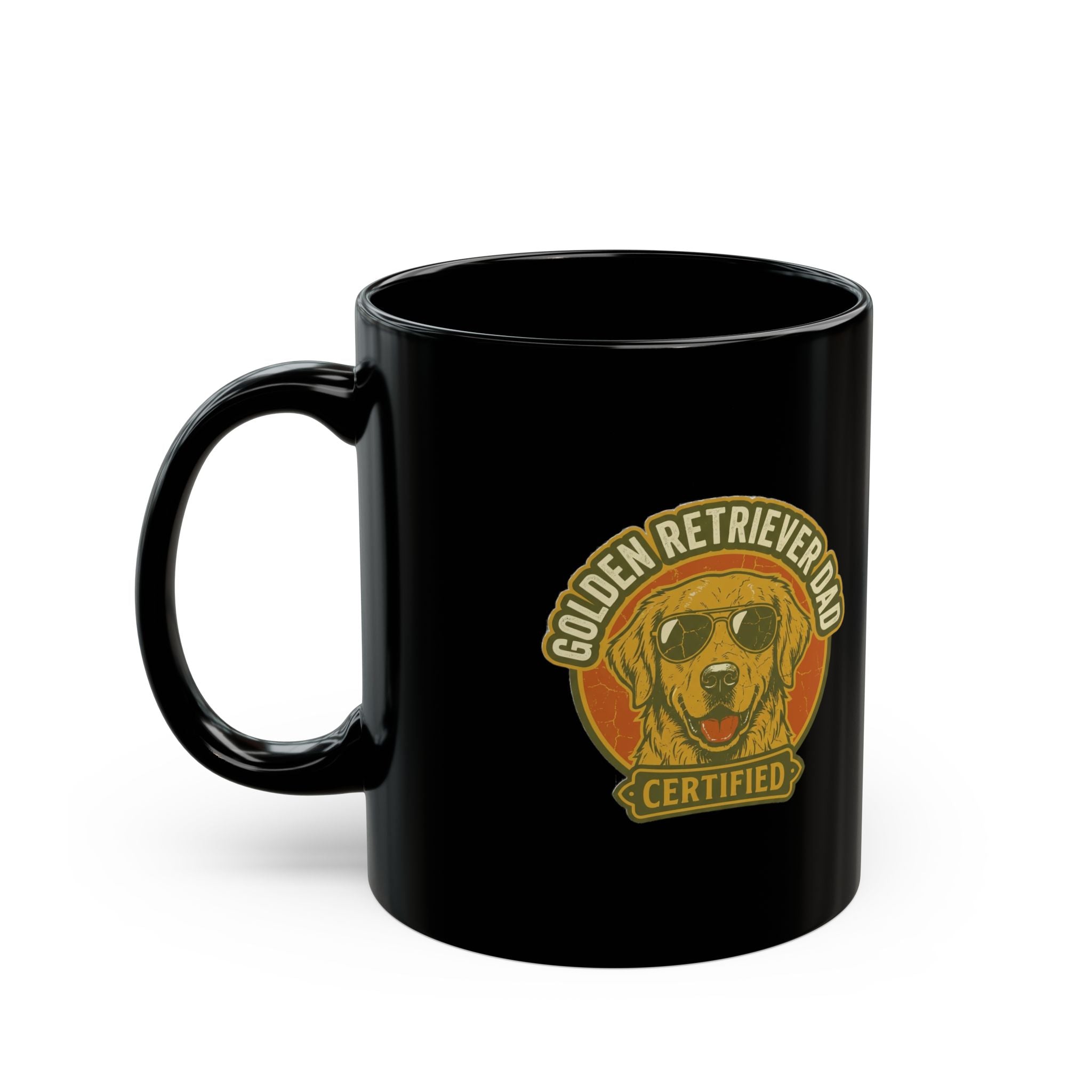 Funny Golden Retriever Dad Ceramic Mug — “Certified” Dog Dad Coffee Cup
