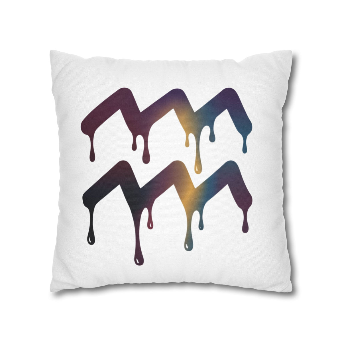 Dripping Aquarius Symbol Pillowcase — Zodiac Decorative Throw Pillow Cover