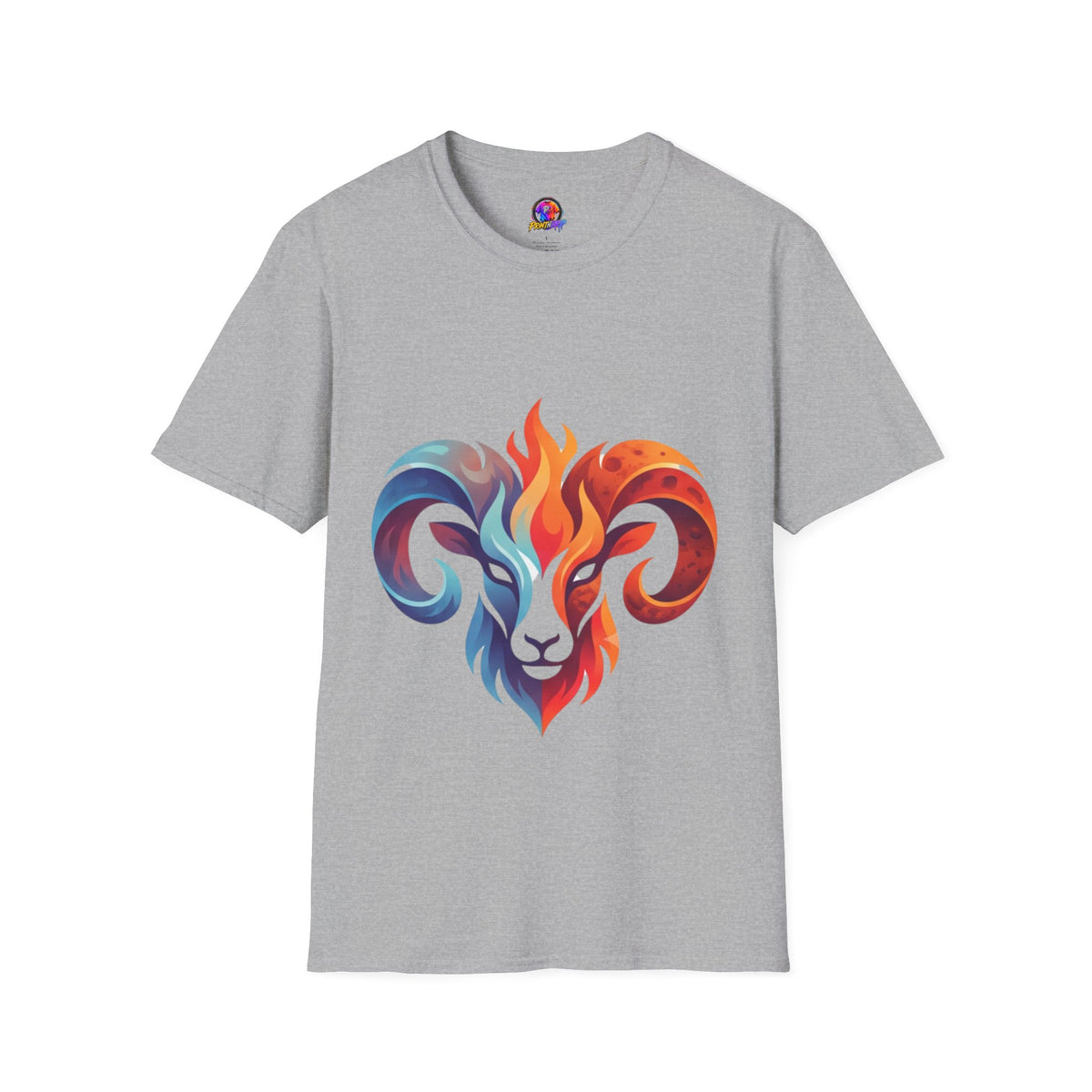 Aries Zodiac Ram Head Flame Graphic T-Shirt — Bold Aries Zodiac Tee