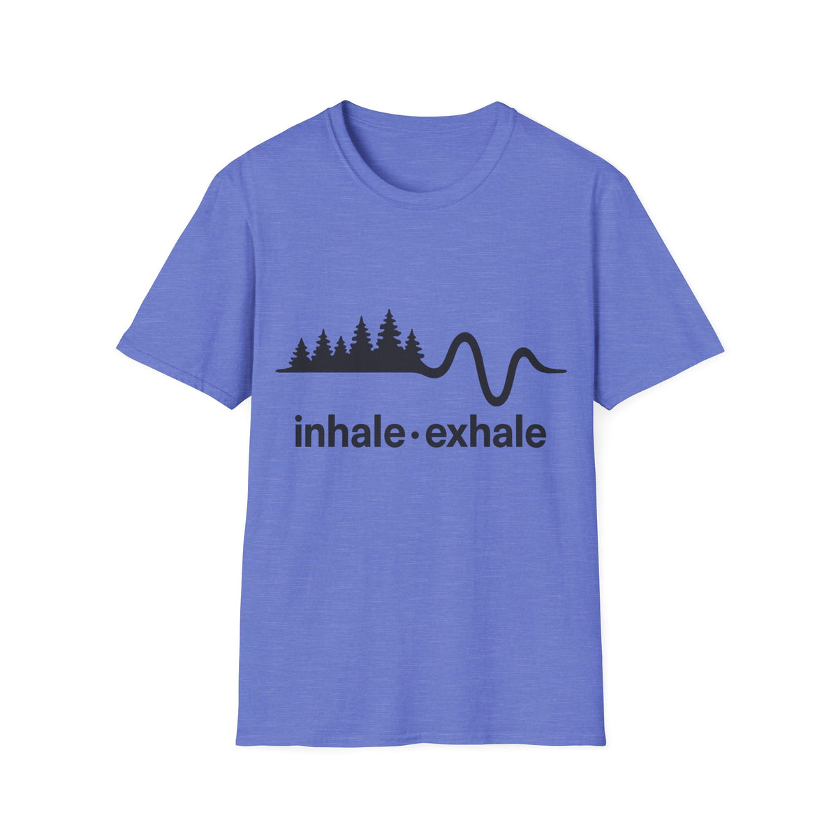 "Inhale Exhale" Mountain Pulse Graphic Tee - Minimalist Breathe Yoga Mindfulness White T-Shirt - Trending Now - September 2026