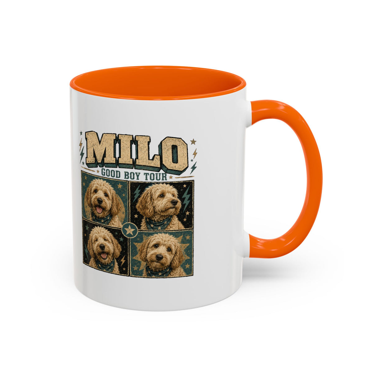 Milo Bailey Dog Dad Mom Personalized Dog Mug — "Milo: Good Boy Tour" Photo Accent Coffee Mug