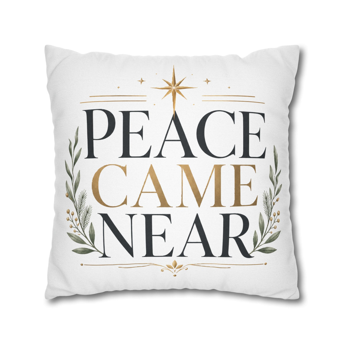 Christmas Peace Came Near Square Pillow — Christmas Holiday Decorative Throw Pillowcase