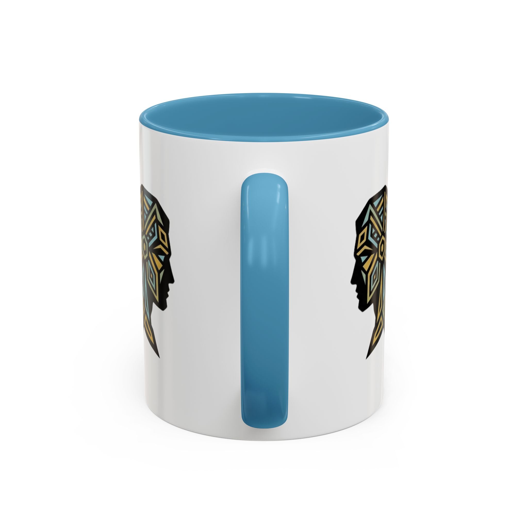 Geometric Elephant Accent Coffee Mug — Tribal Mosaic Design