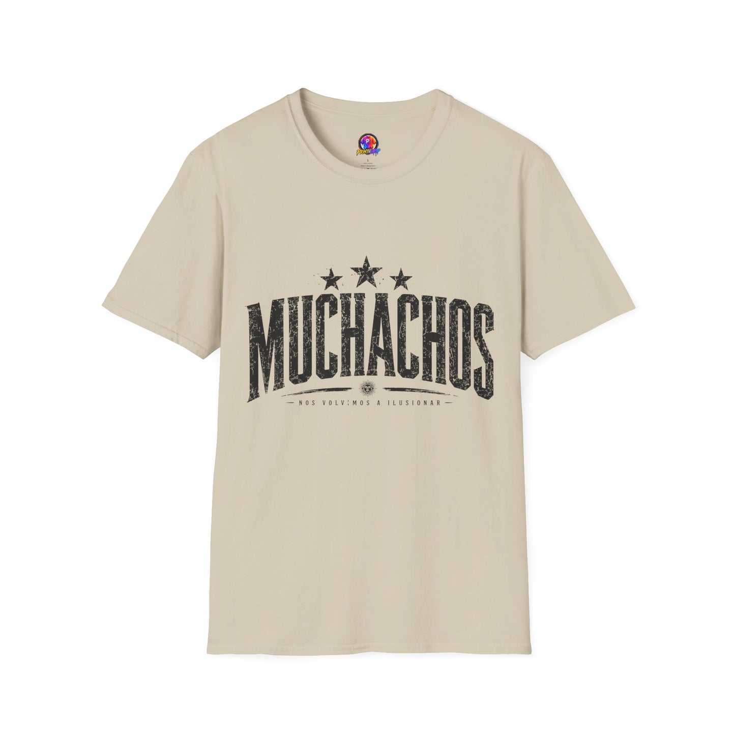 Muchachos Graphic T‑Shirt — Vintage Distressed Crew Tee - Argentina Song, slogan, favorite chant
