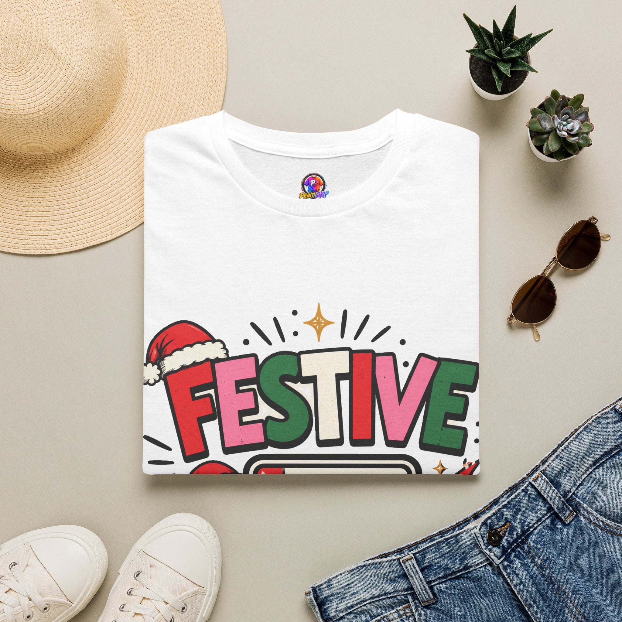Festive Buffering T-Shirt — Funny Holiday Christmas Tee with Loading Battery Design
