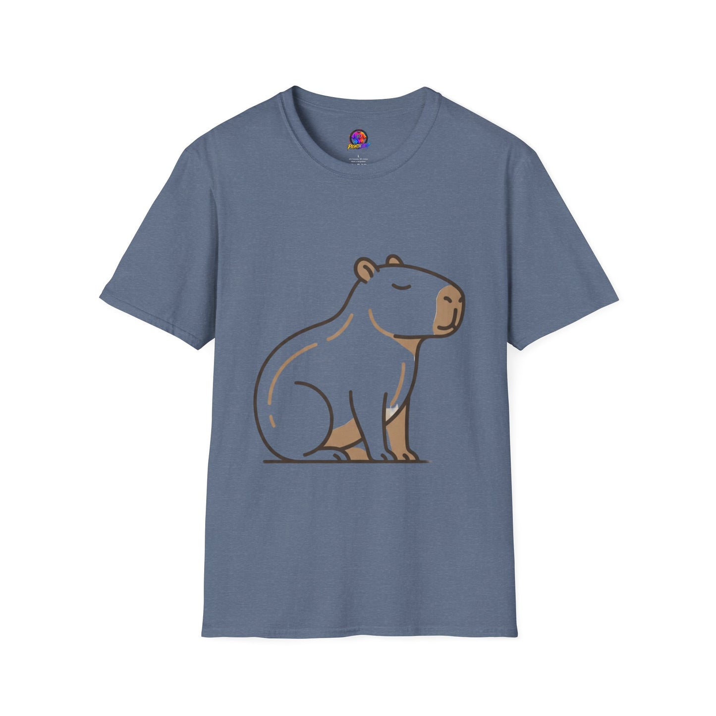 Cute Relaxed Capybara T-Shirt — Minimal Cartoon Capybara Graphic Tee