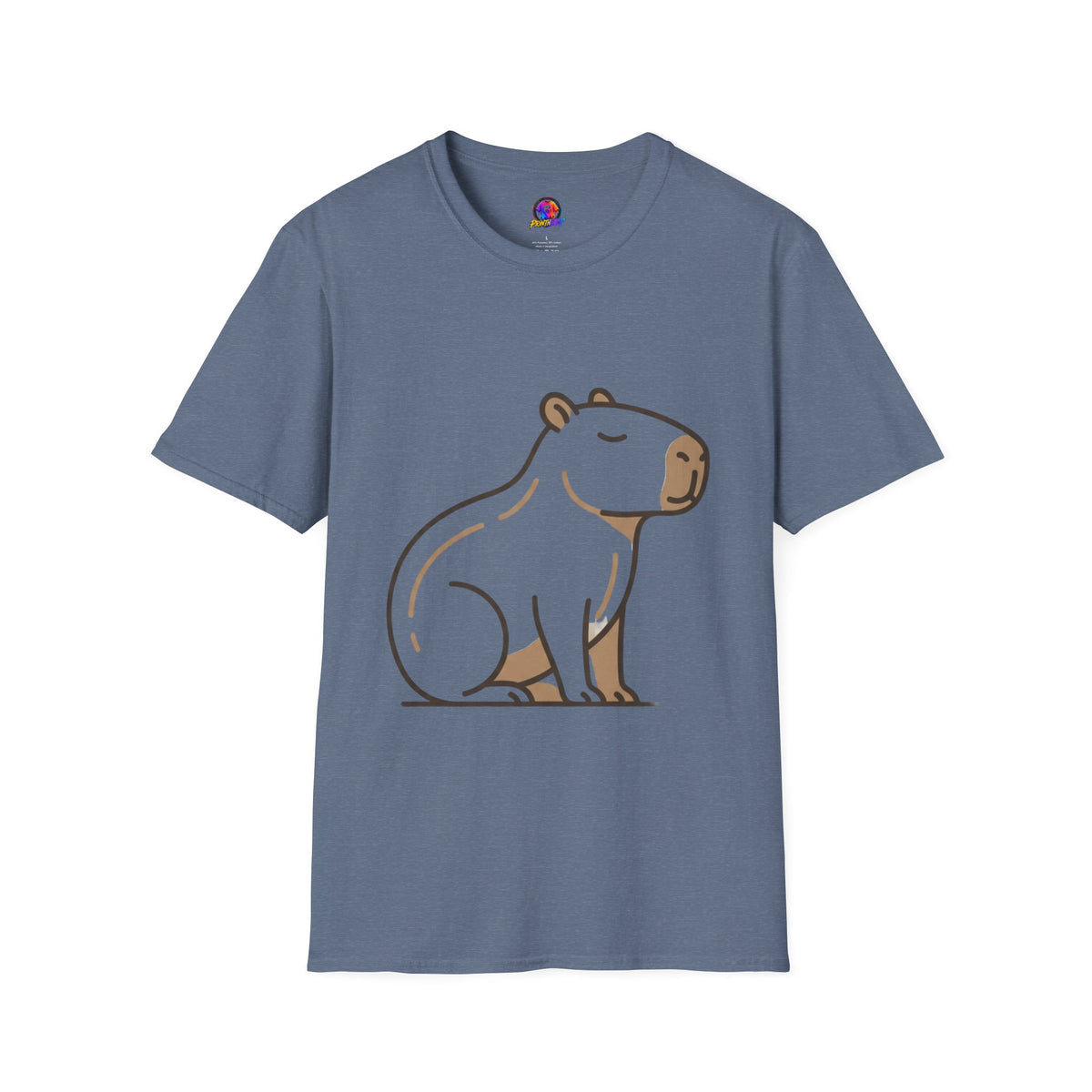 Cute Relaxed Capybara T-Shirt — Minimal Cartoon Capybara Graphic Tee