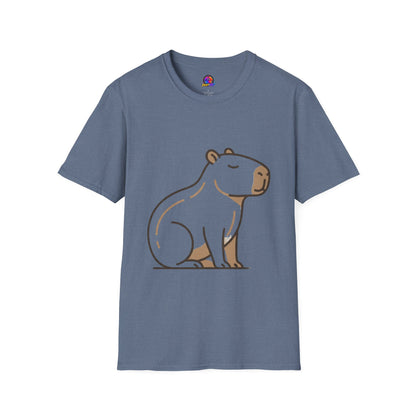 Cute Relaxed Capybara T-Shirt — Minimal Cartoon Capybara Graphic Tee