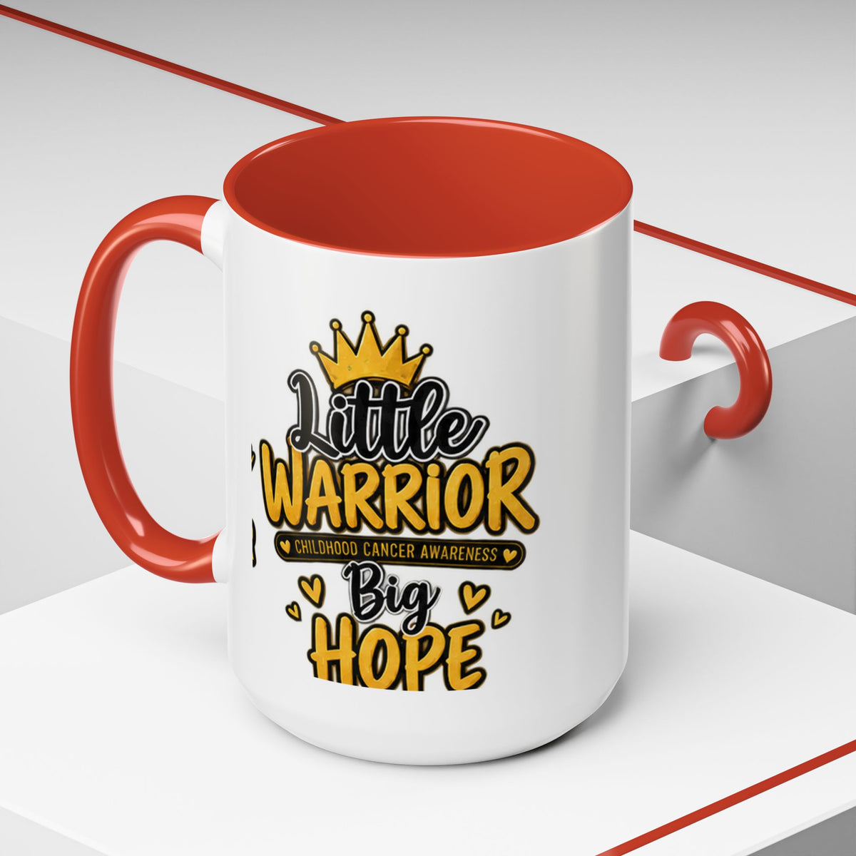 Little Warrior Childhood Cancer Awareness Coffee Mug – "Big Hope" Accent Mug