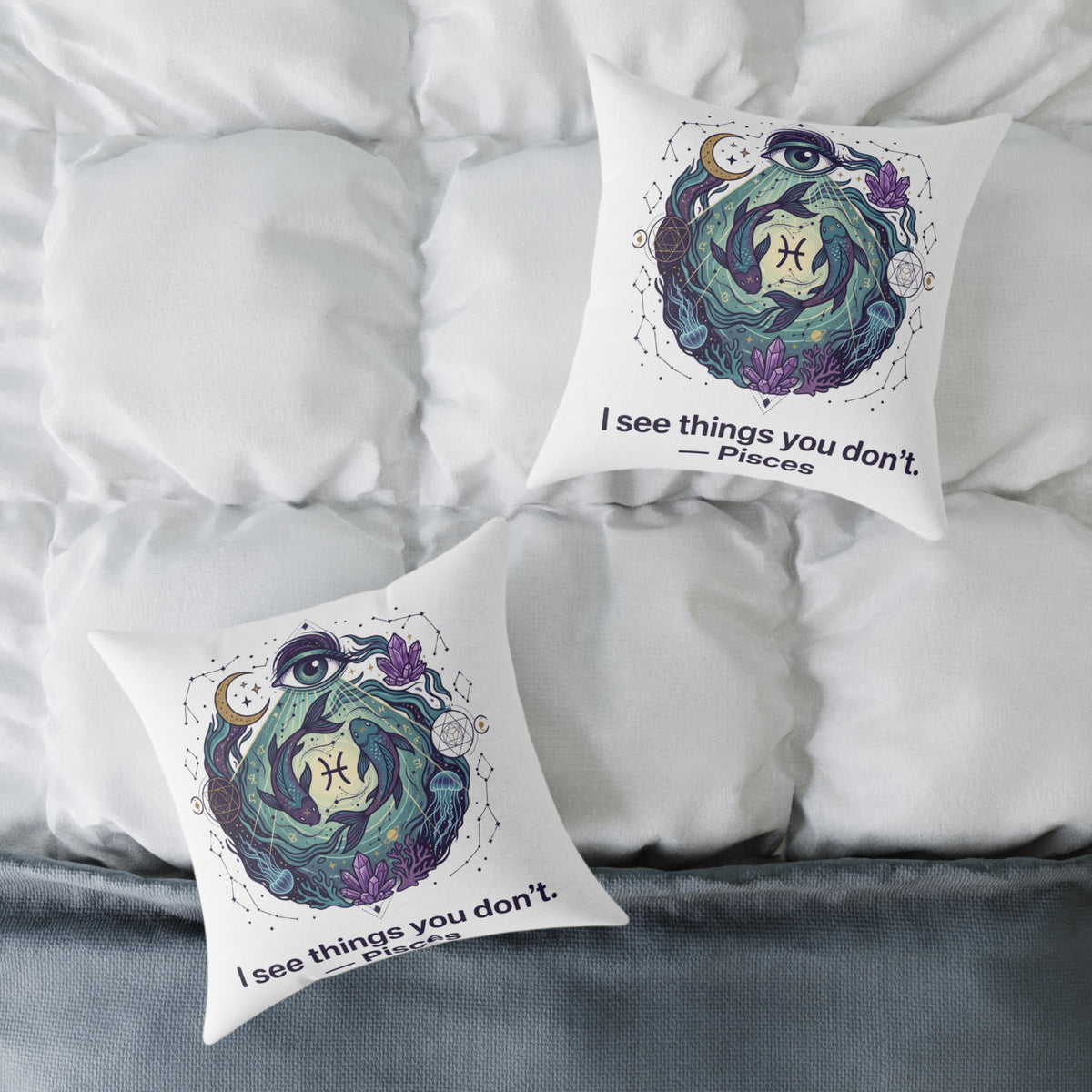 Pisces Zodiac I See Things You Don't Square Poly Canvas Pillow