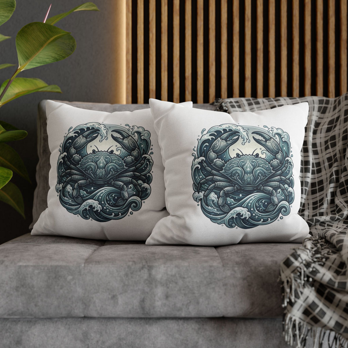 Cancer Zodiac Ocean Crab Decorative Pillowcase — Nautical Coastal Accent
