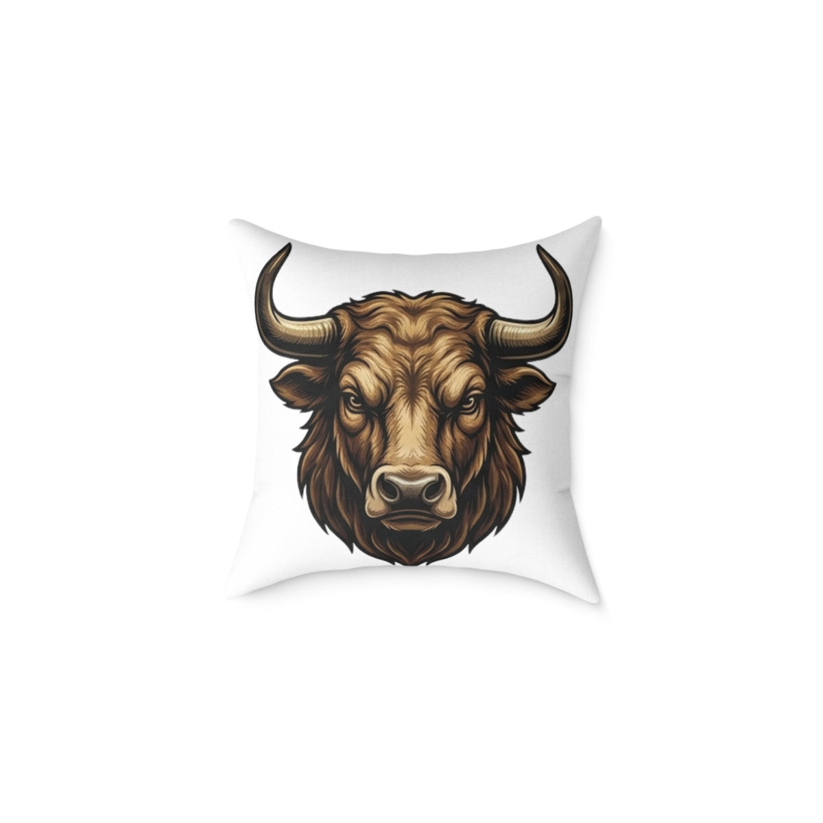Taurus Bull Head  Square Poly Canvas Pillow