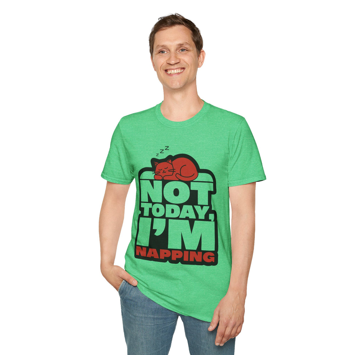 Not Today I'm Napping Orange Cat Tee - Funny Lazy Kitten Bubble Graphic T-Shirt - Trending Now - September 2026