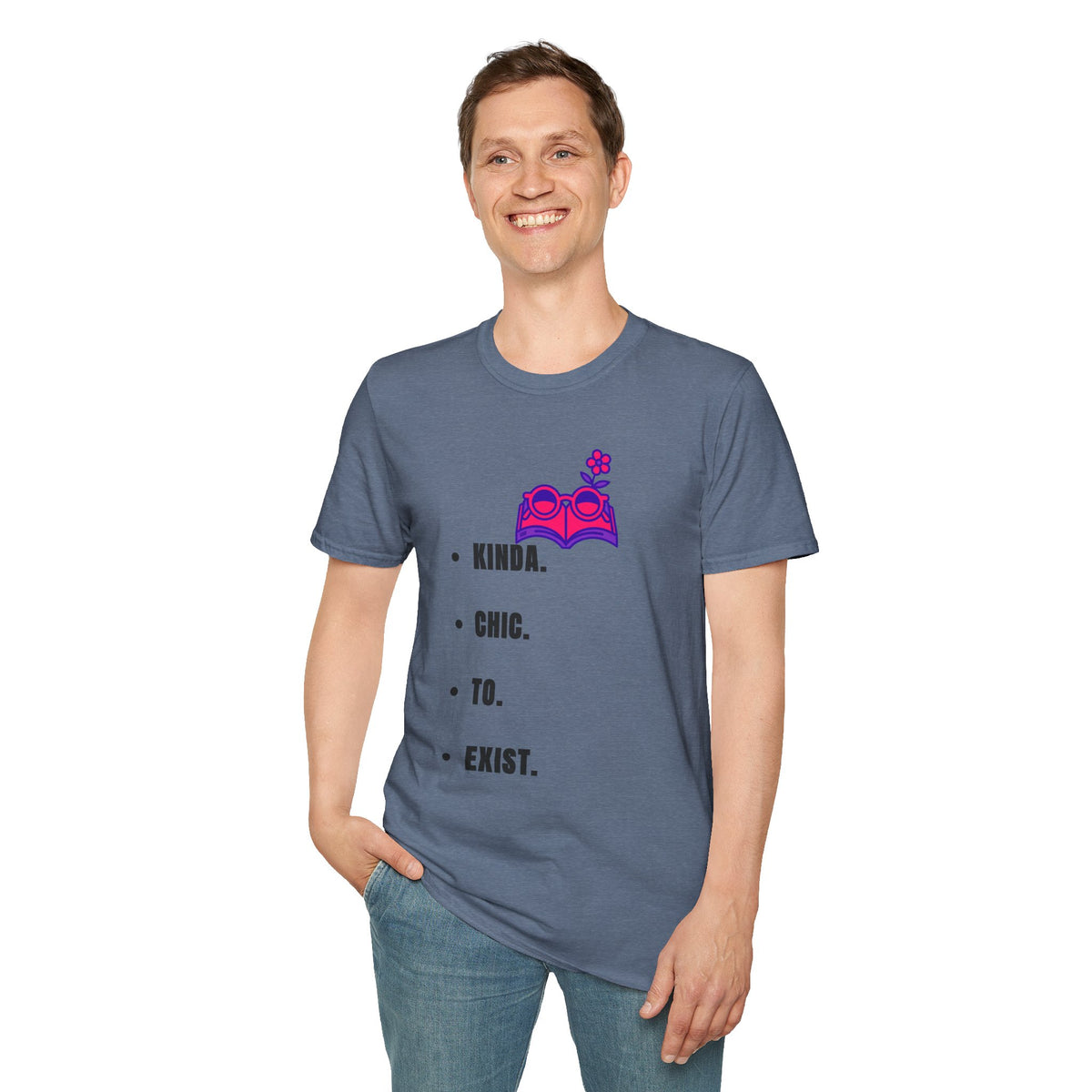 T-Shirt — "Kinda. Chill. To. Exist." Minimal Book & Flower Graphic Tee - Trending Now - September 2026