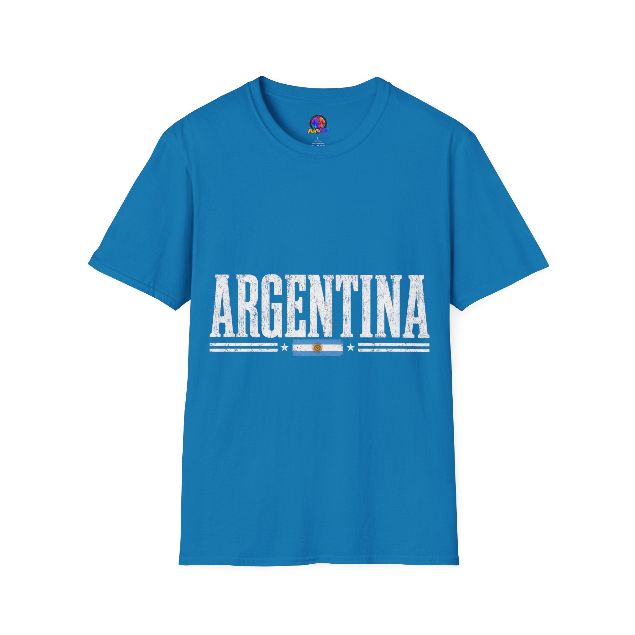 Argentina Graphic T-Shirt — Retro Flag Stripe Football Soccer Tee
