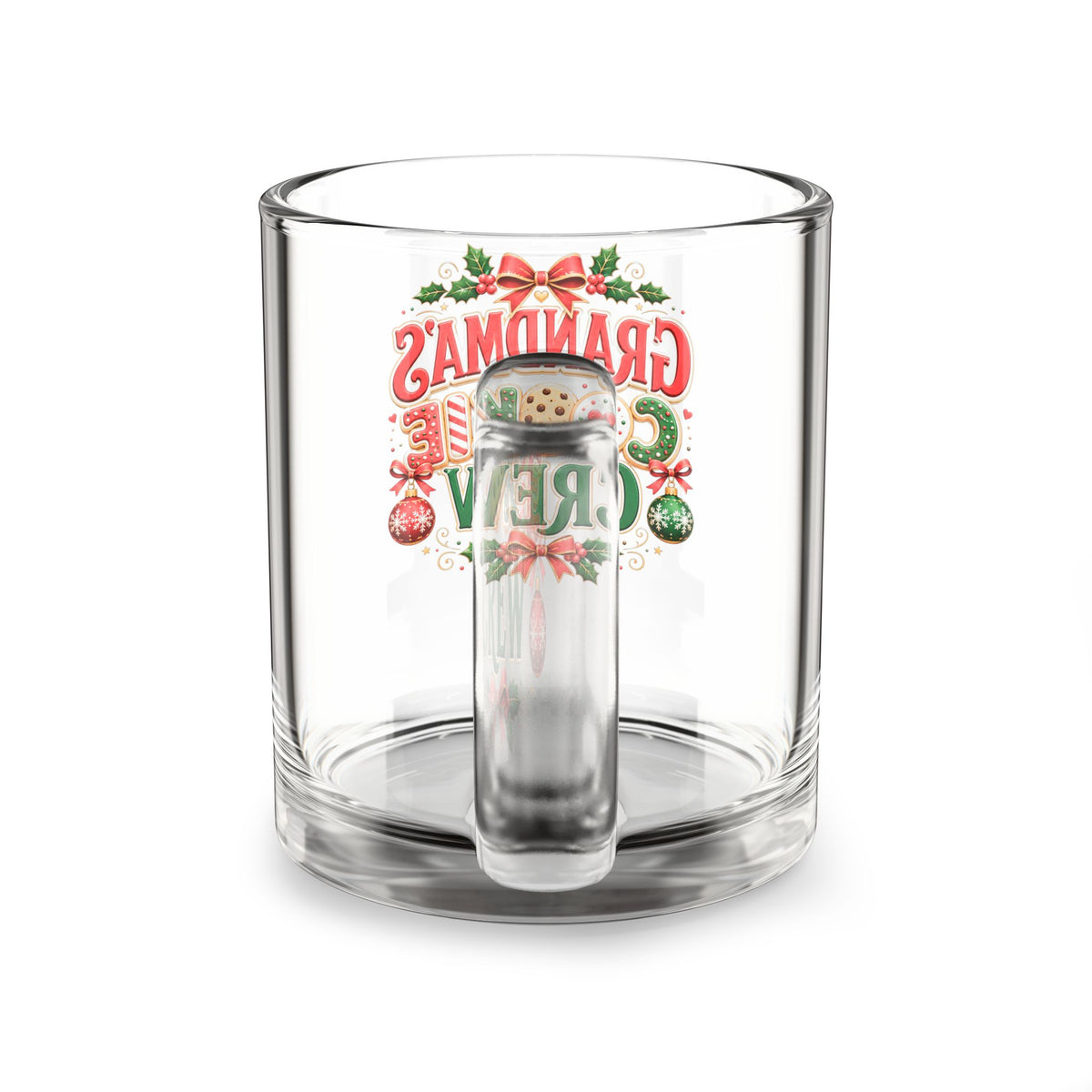 Christmas Glass Mug 10 oz Glass Mug — Grandma's Cookie Crew Christmas Glass Coffee Mug