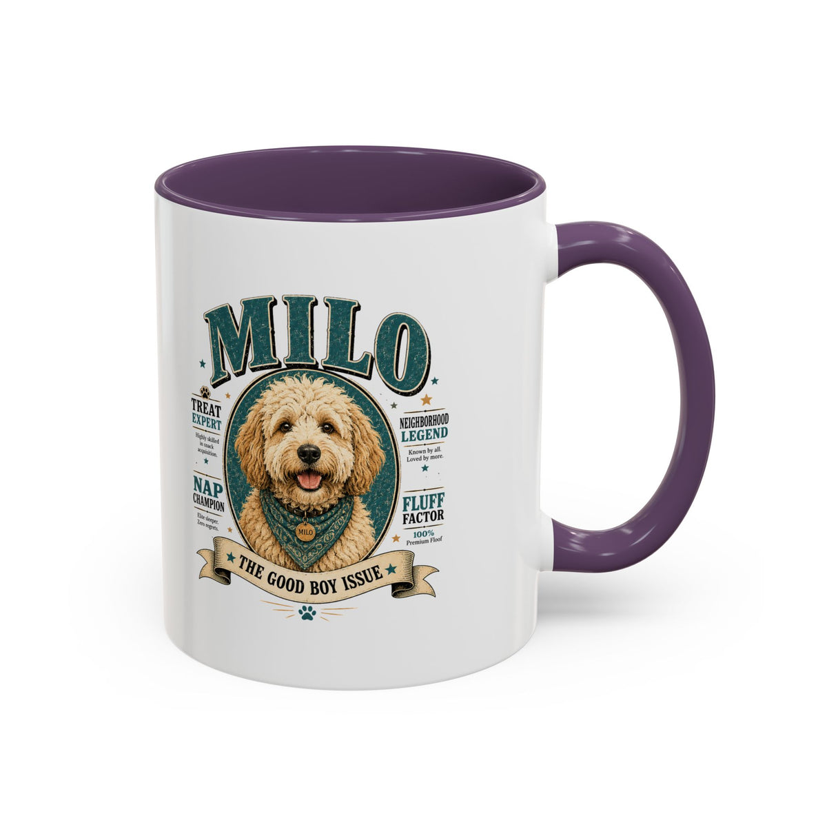 Milo Bailey Dog Dad Mom Milo Personalized Dog Coffee Mug — 'The Good Boy Issue' Accent