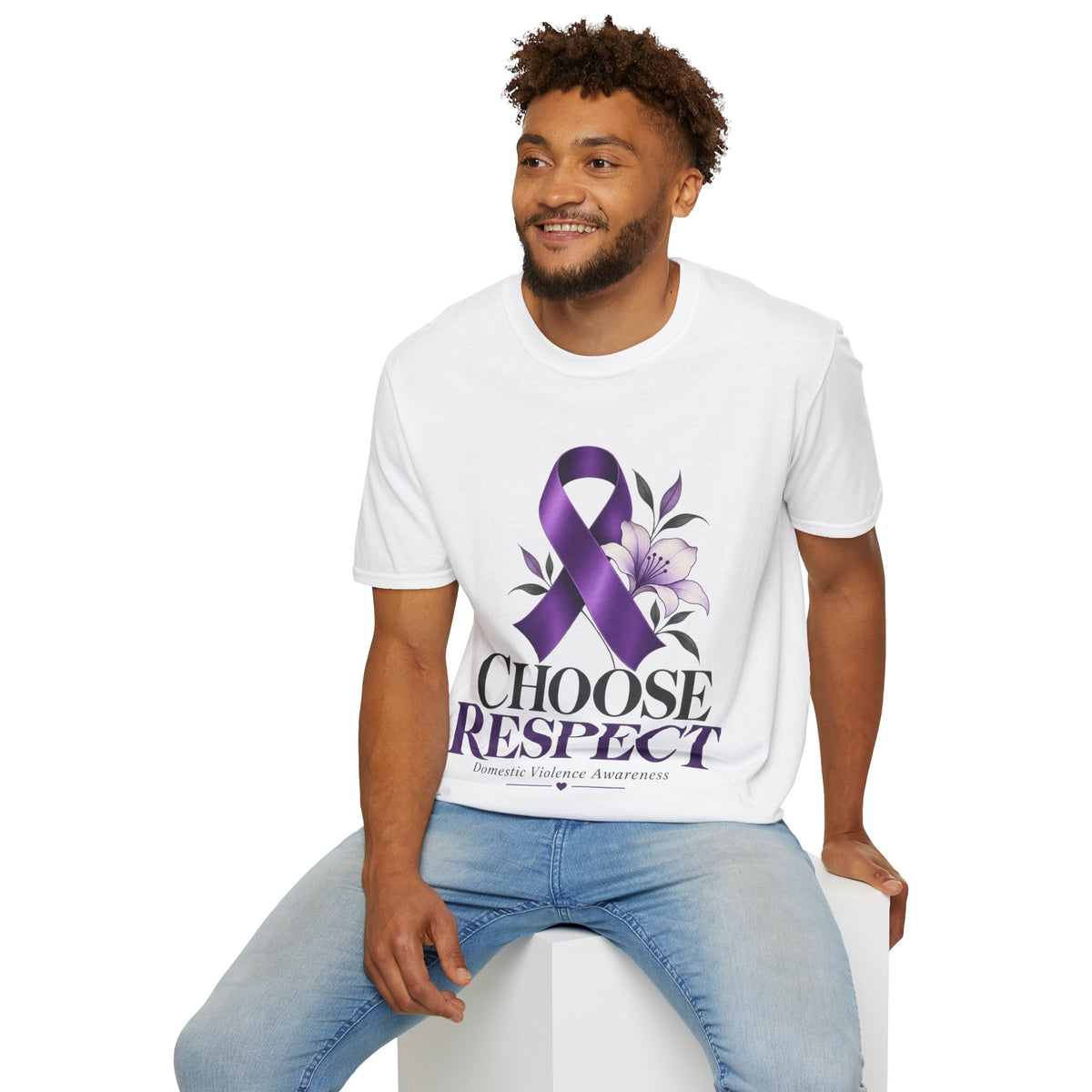 Choose Respect Purple Ribbon T‑Shirt — Domestic Violence Awareness Tee