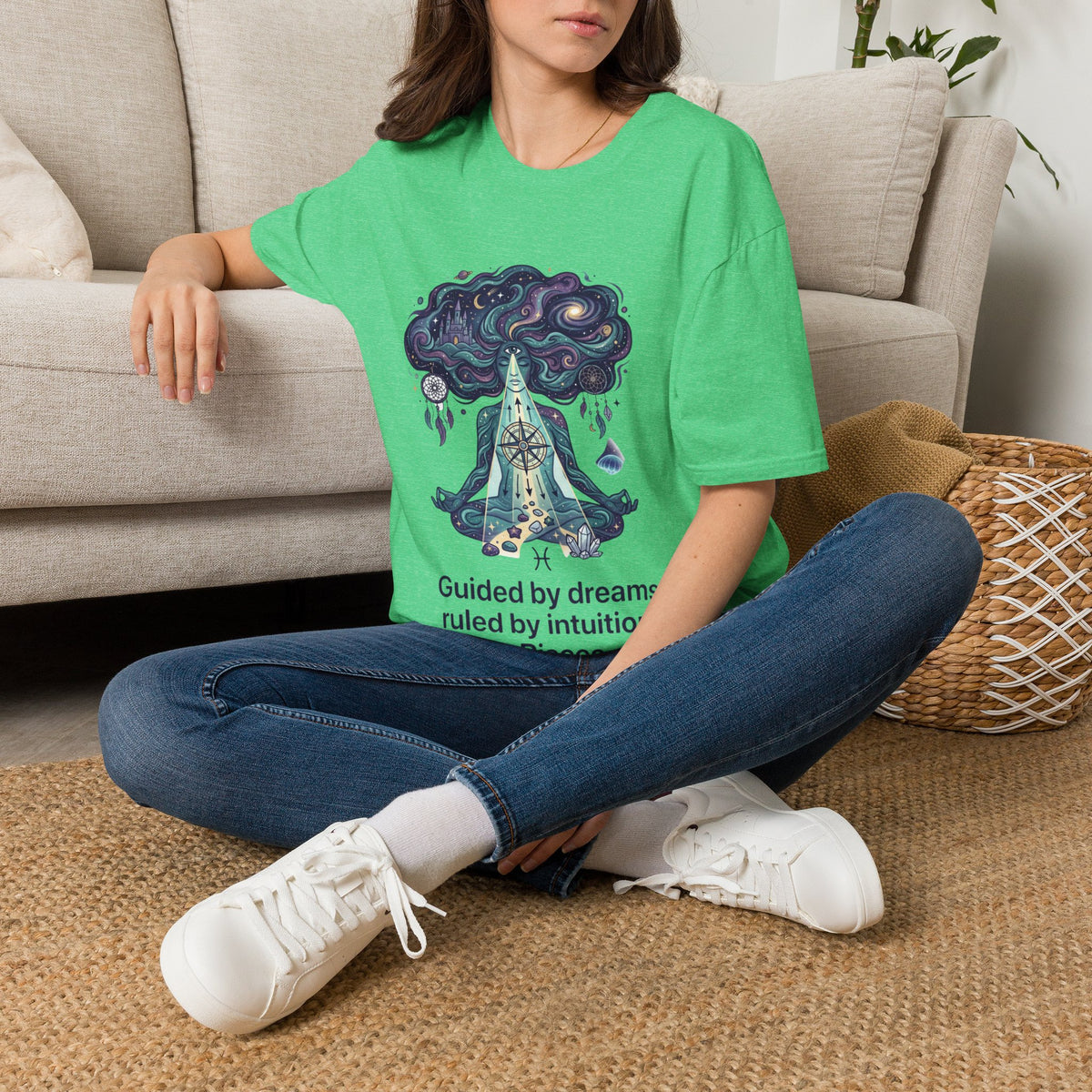 Dreamy Meditation T-Shirt — 'Guided by dreams, ruled by intuition' Spiritual Art Tee