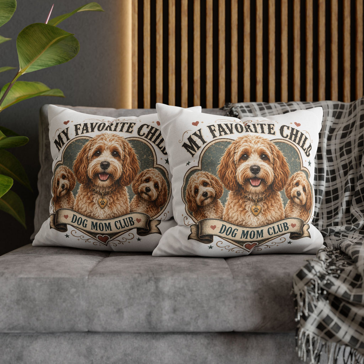 My Favorite Child Dog Mom Club Pillowcase  Milo Bailey Dog Dad Mom— Cute Doodle Pet Throw Pillow Cover