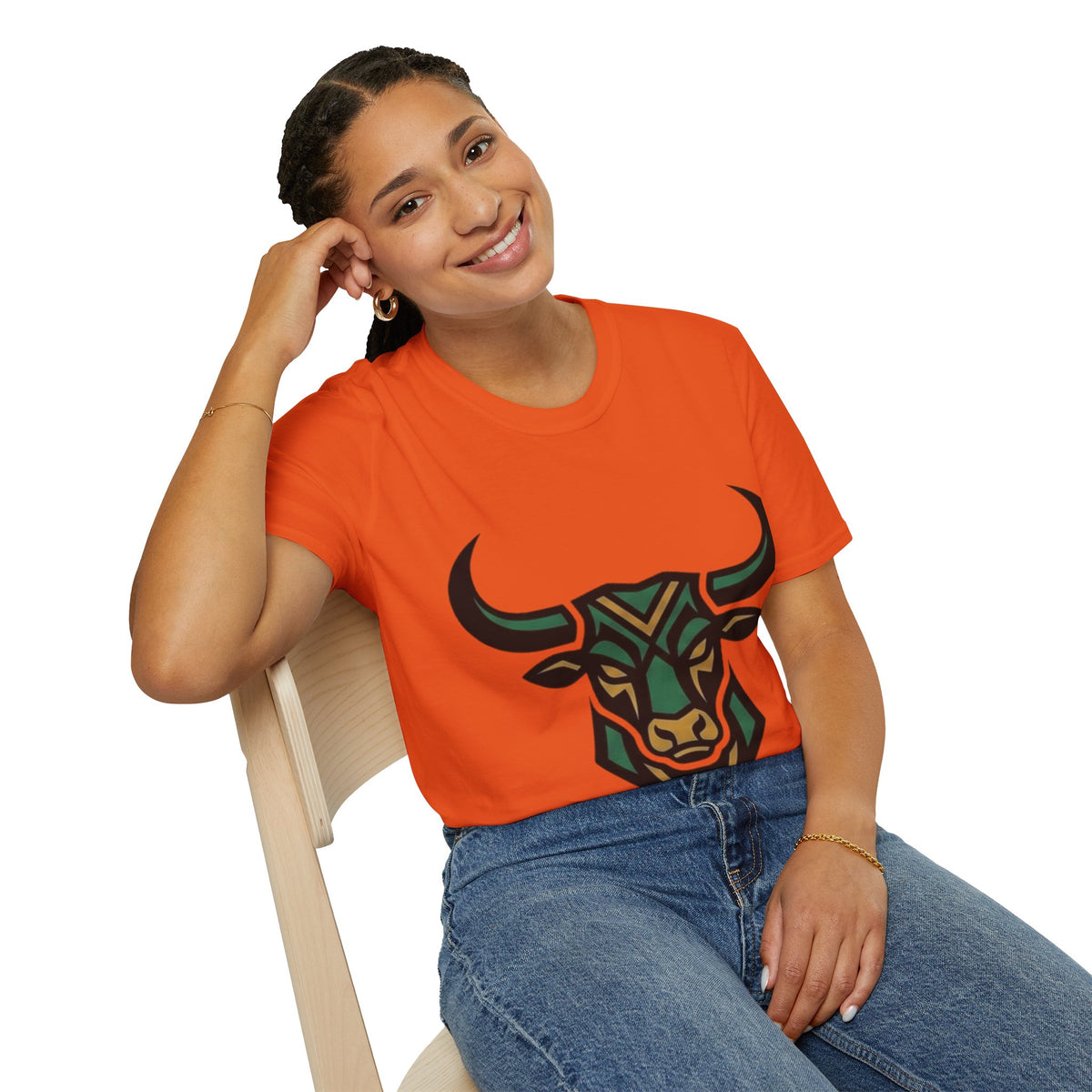 Bull Head Graphic T-Shirt — Tribal Geometric Rodeo Tee