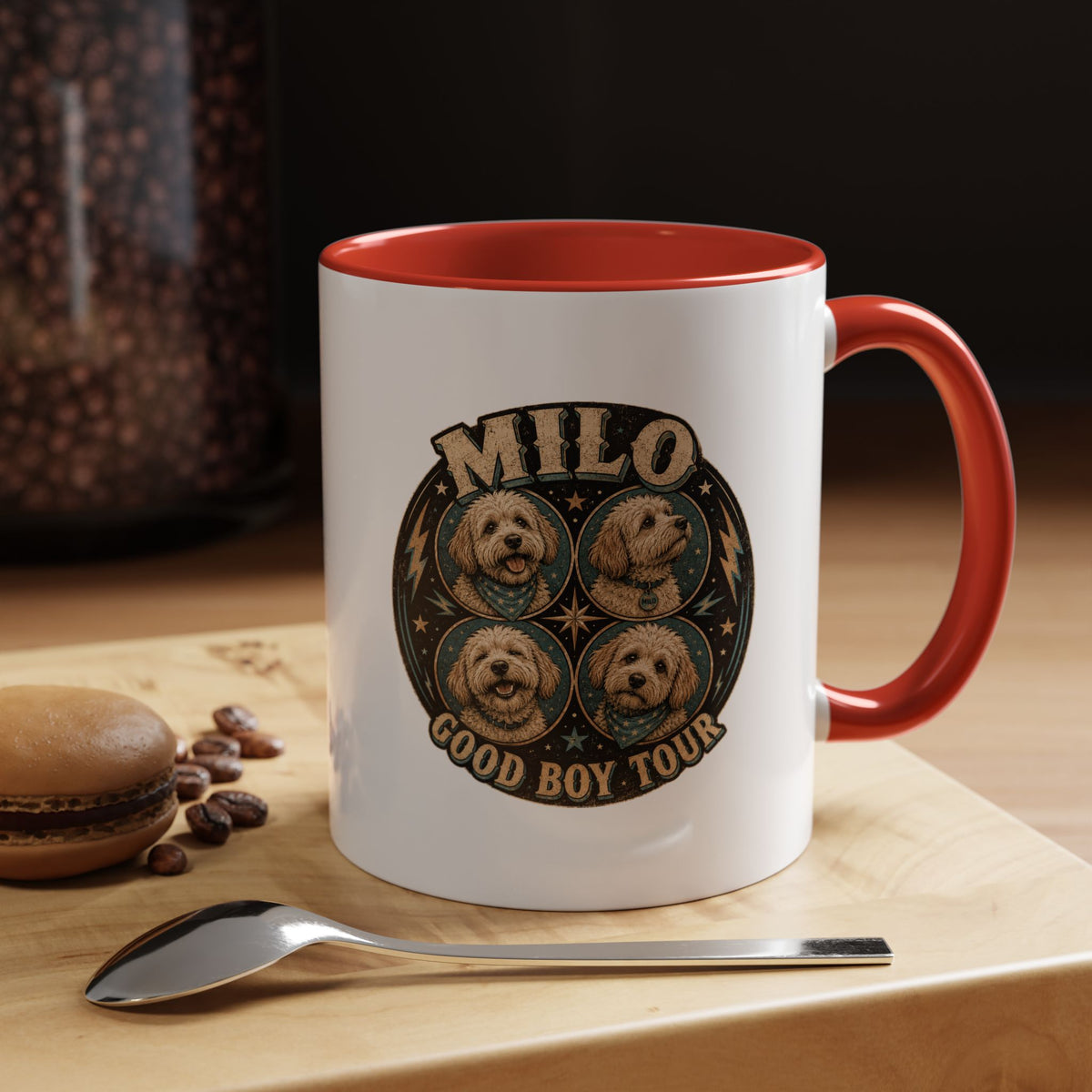 Milo Bailey Dog Dad Mom Milo "Good Boy Tour" Accent Coffee Mug —  Cute Dog Portraits