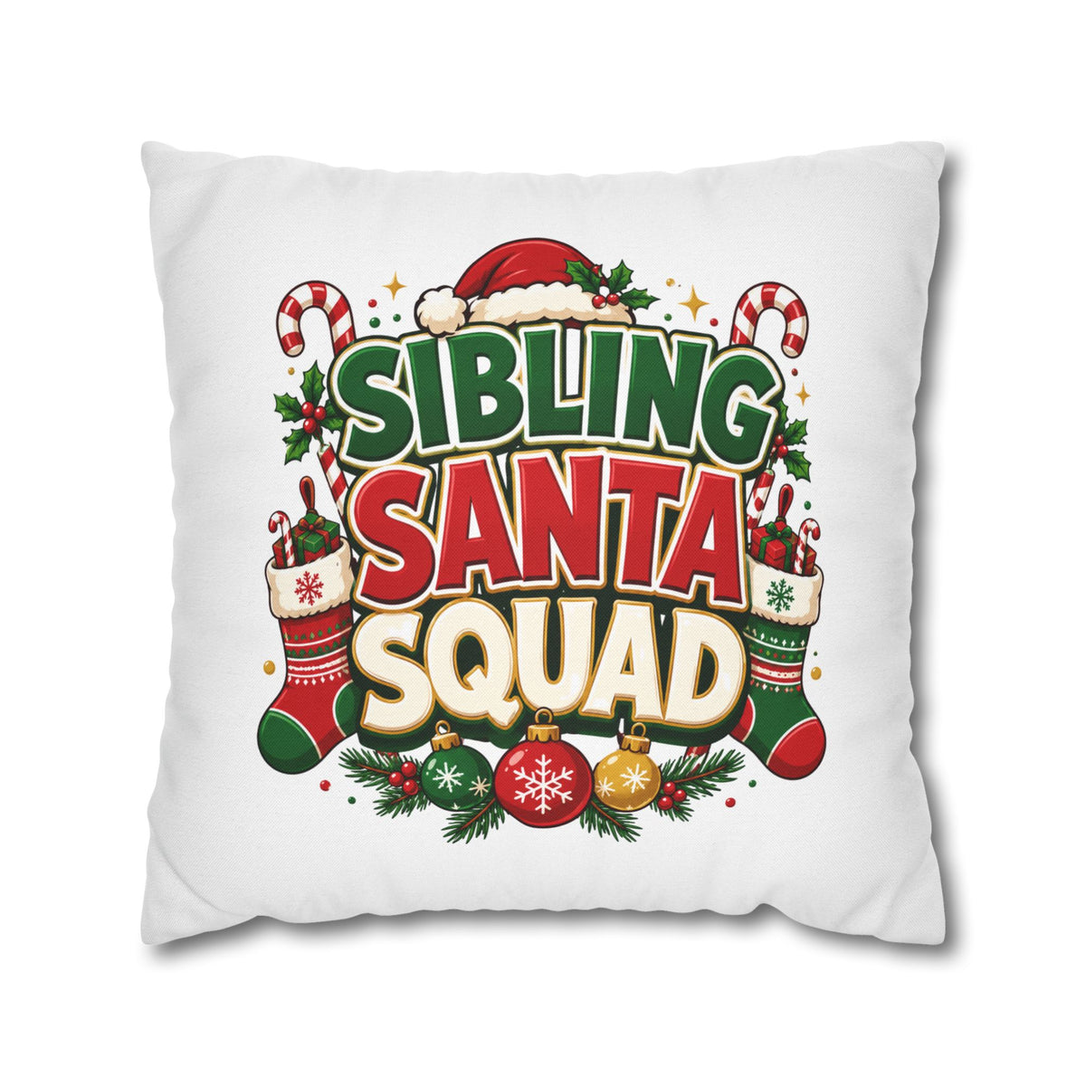 Christmas Sibling Santa Squad Pillowcase