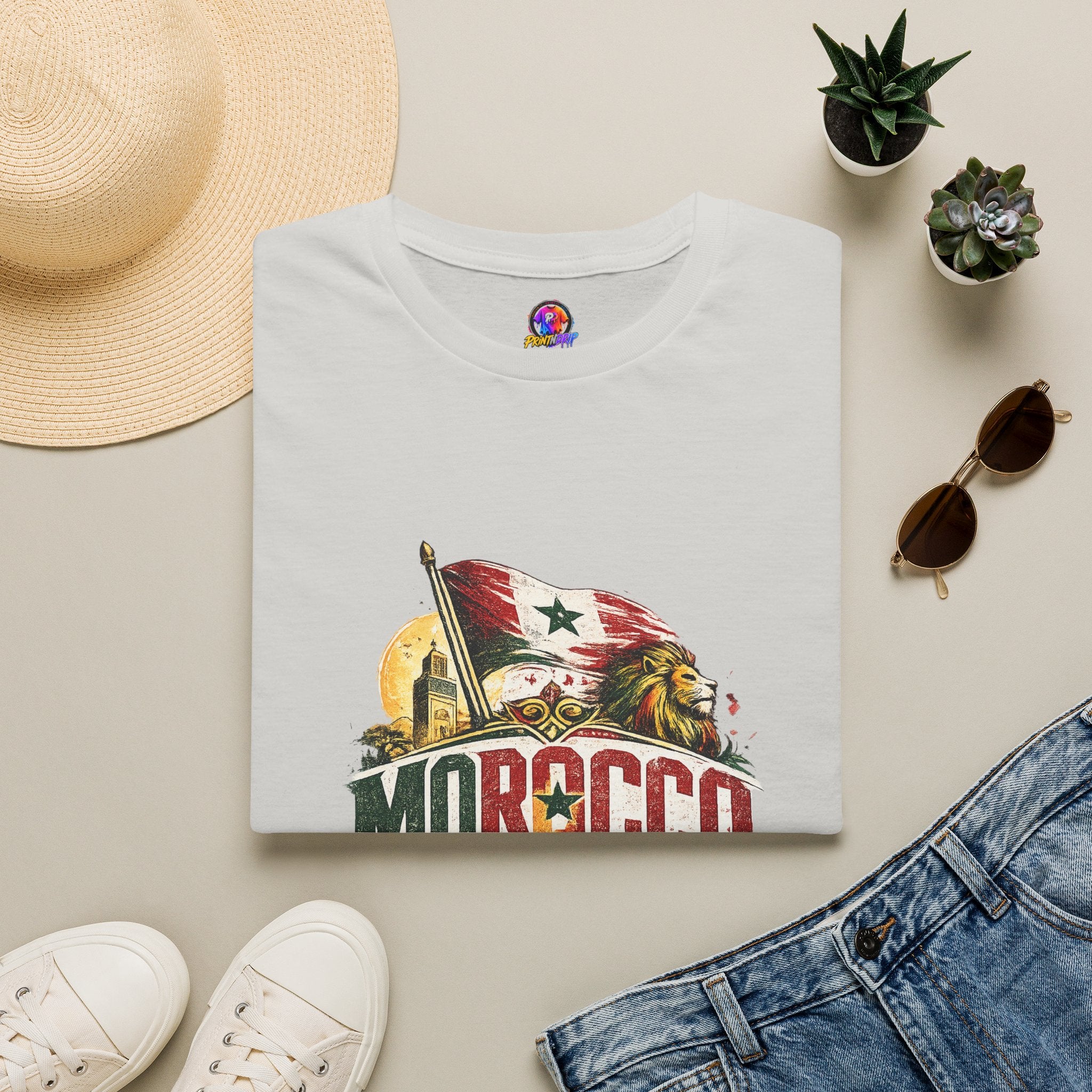 Morocco Soccer T-Shirt — Vintage Flag & Lion Football Tee