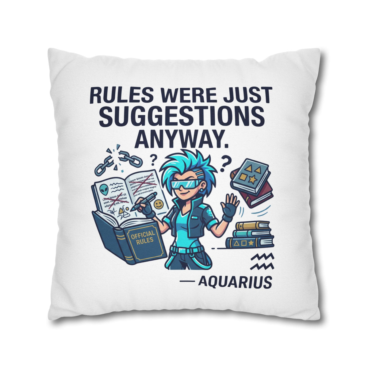 Aquarius Zodiac Spun Polyester Square Pillowcase