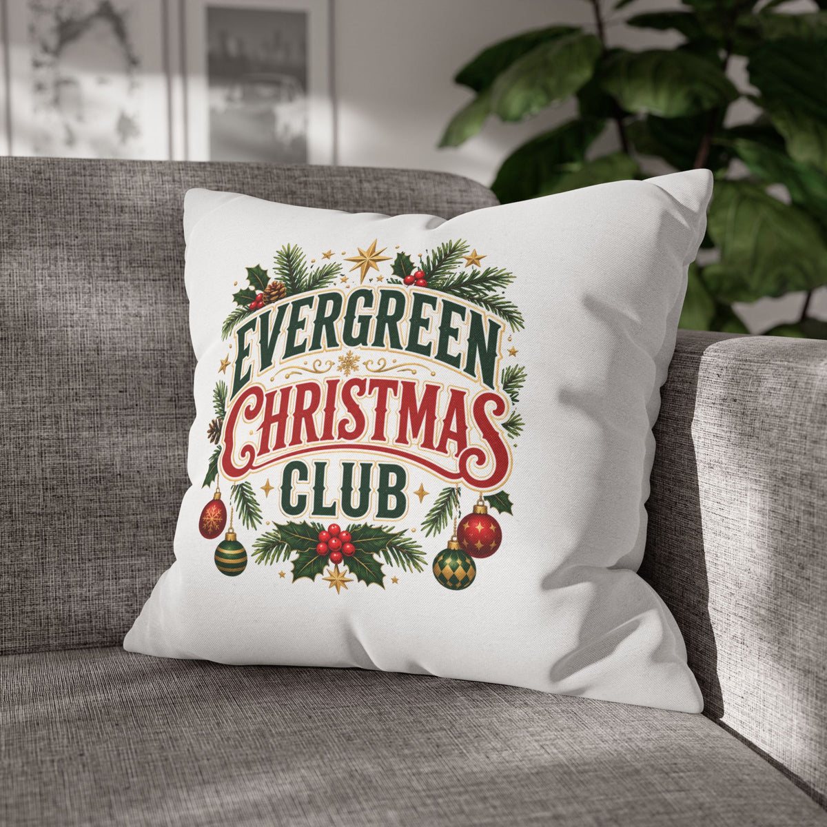 Christmas Evergreen Christmas Club Decorative Pillowcase