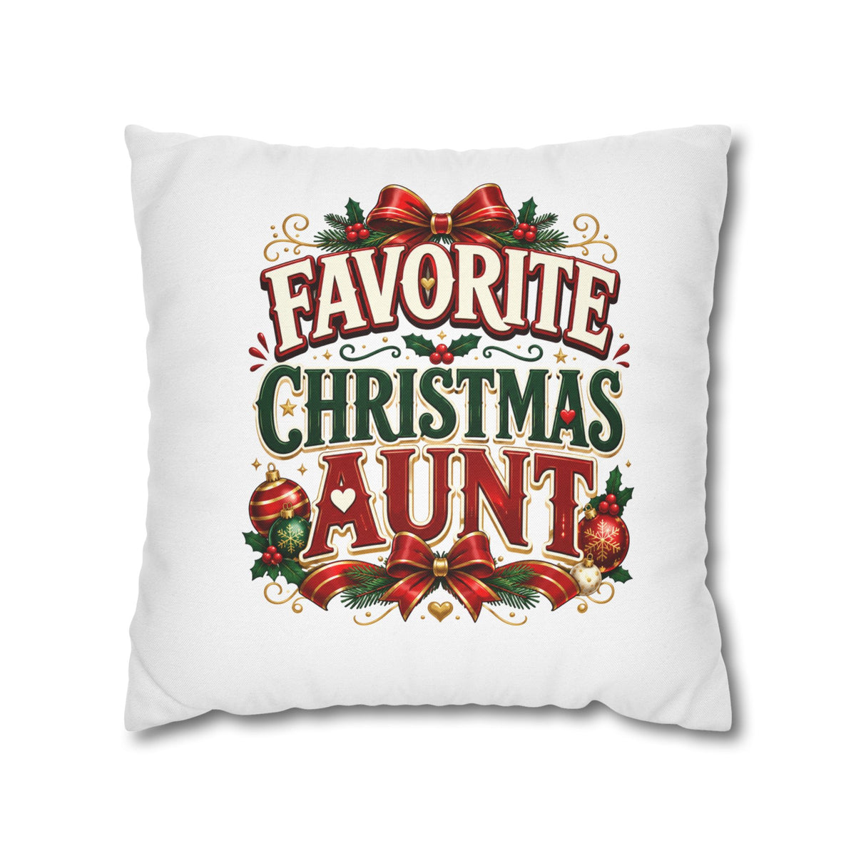 Favorite Christmas Aunt Pillowcase - Festive Holiday Decorative Throw Pillowcase