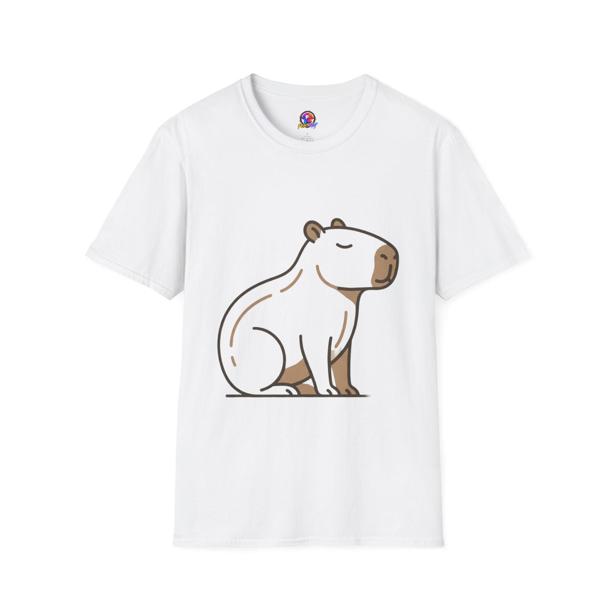 Cute Relaxed Capybara T-Shirt — Minimal Cartoon Capybara Graphic Tee