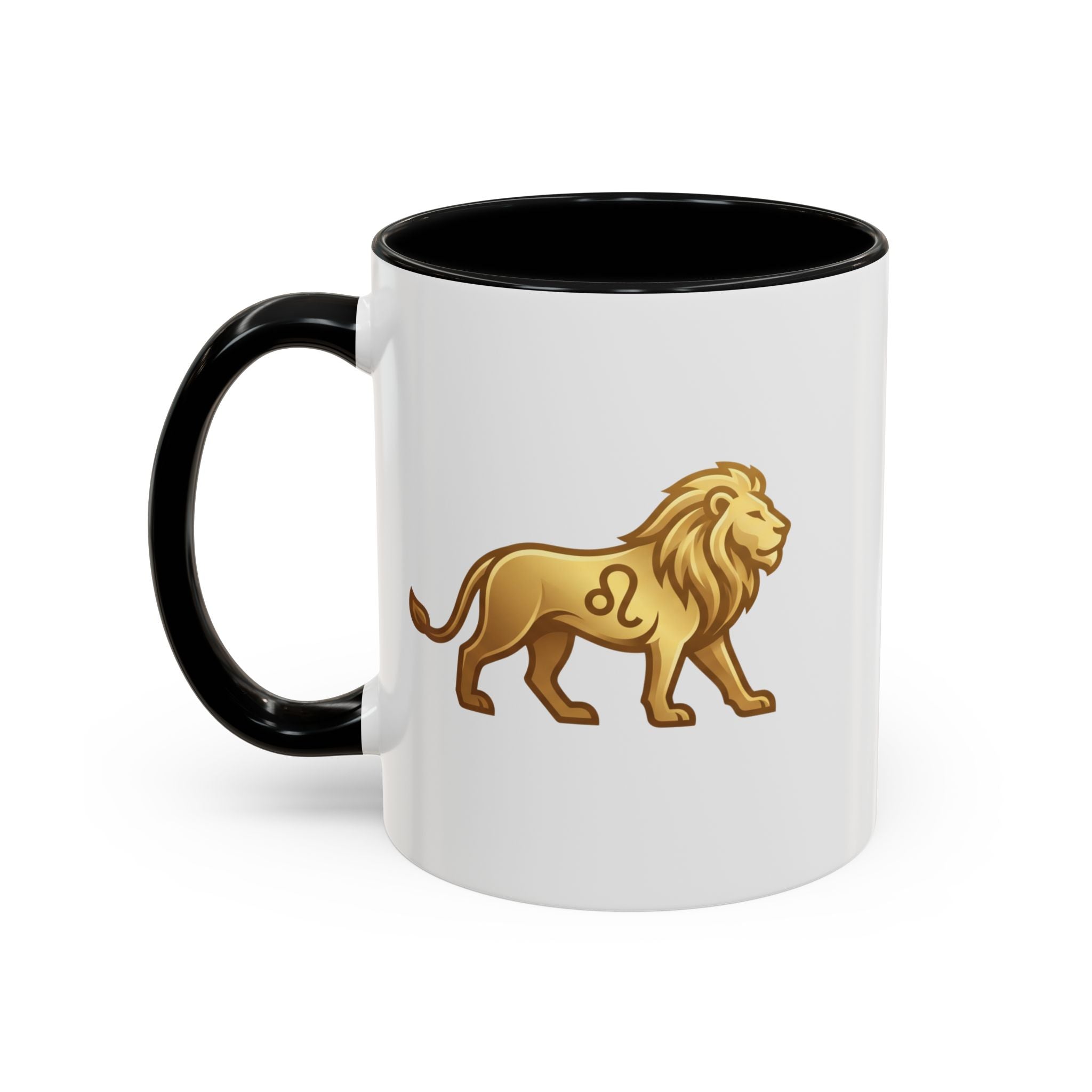 Leo Zodiac Coffee Mug — Gold Lion Accent Mug for Astrology Lovers