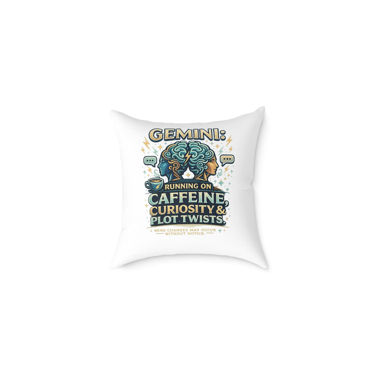 Gemini Zodiac Running On Caffeine Square Poly Canvas Pillow