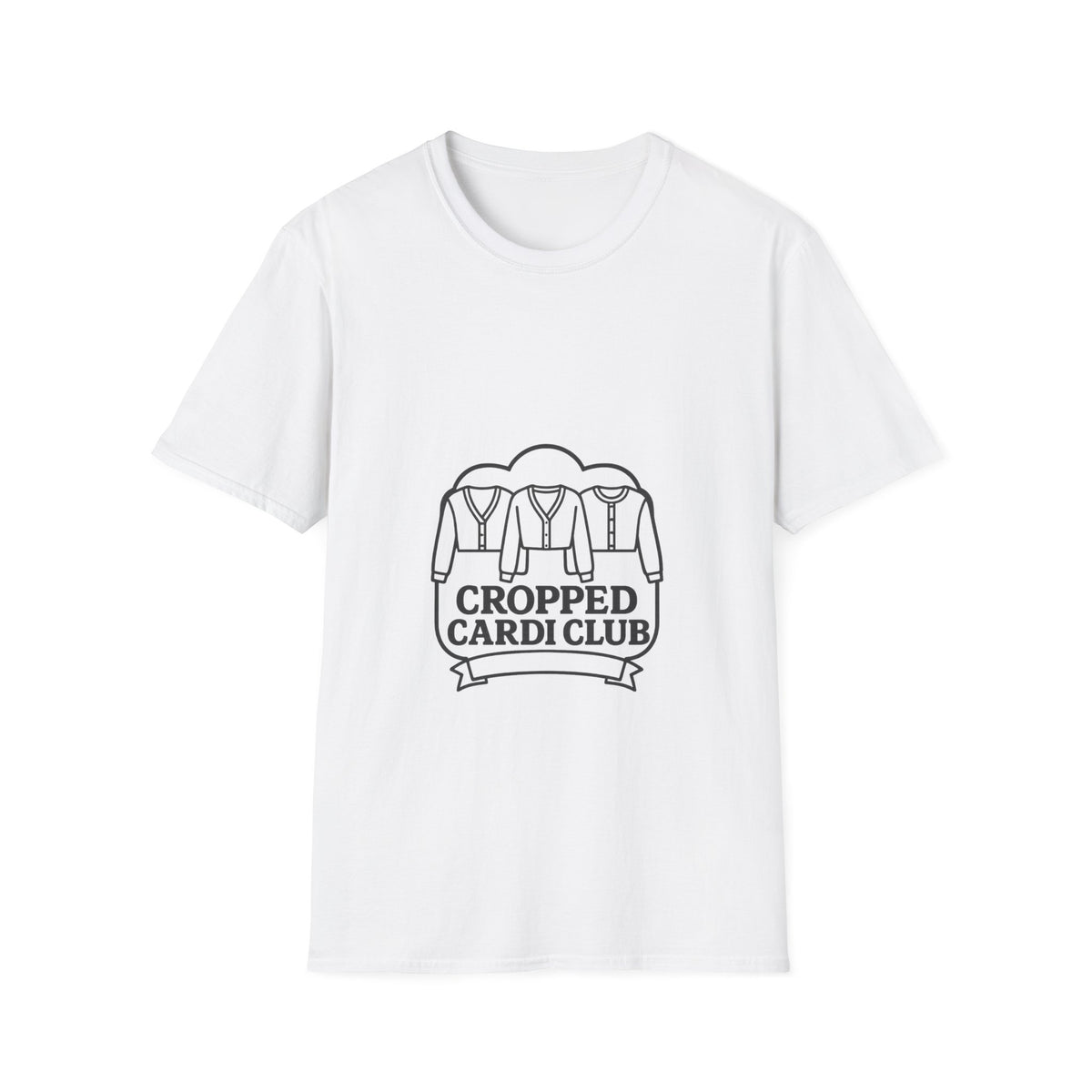 Cropped Cardi Club Trendy Knitwear Lover Graphic Tee - Trending Now - October 2026