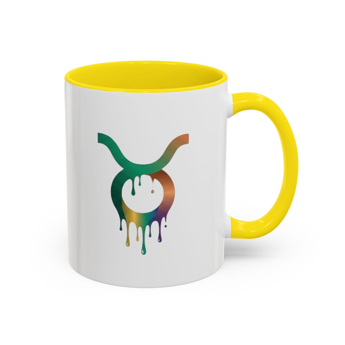 Taurus Drip Zodiac Coffee Mug — Colorful Taurus Symbol Accent Mug