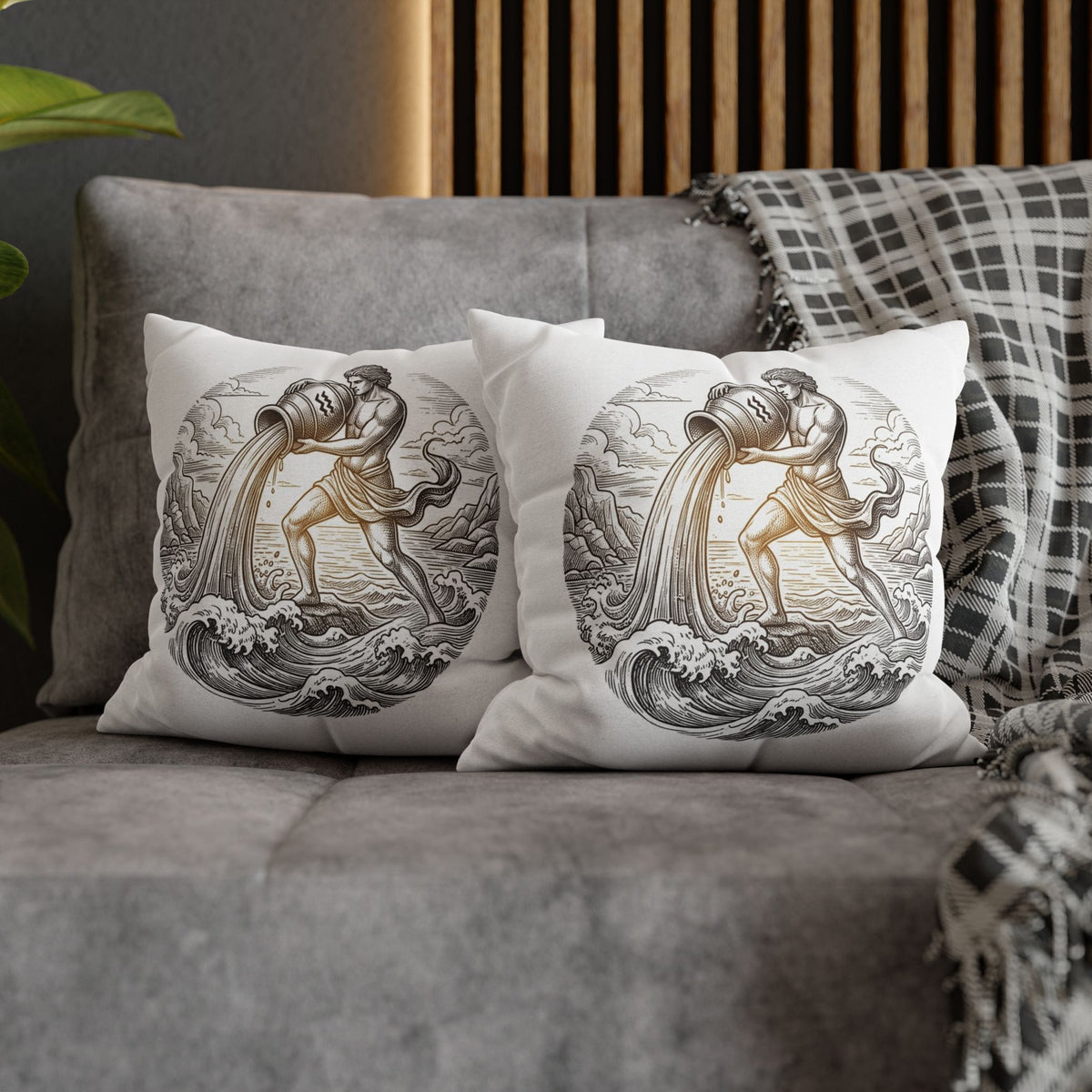 Aquarius Zodiac Throw Pillowcase — Astrology Decorative Pillow Cover