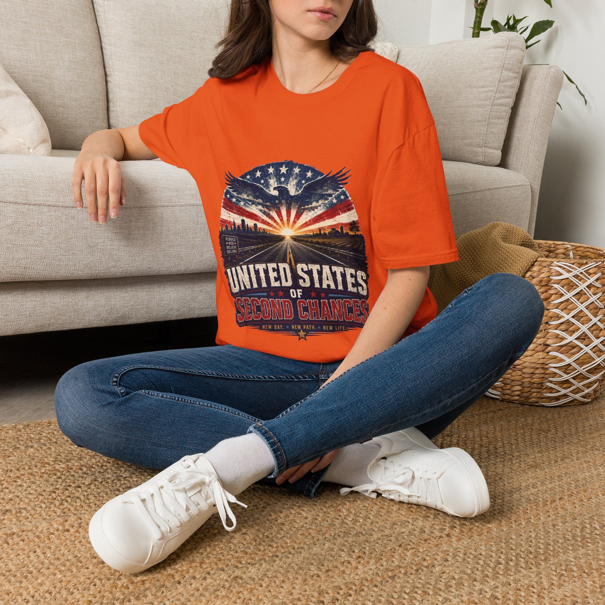 Patriotic Eagle T-Shirt — United States Skyline Vintage Flag Design