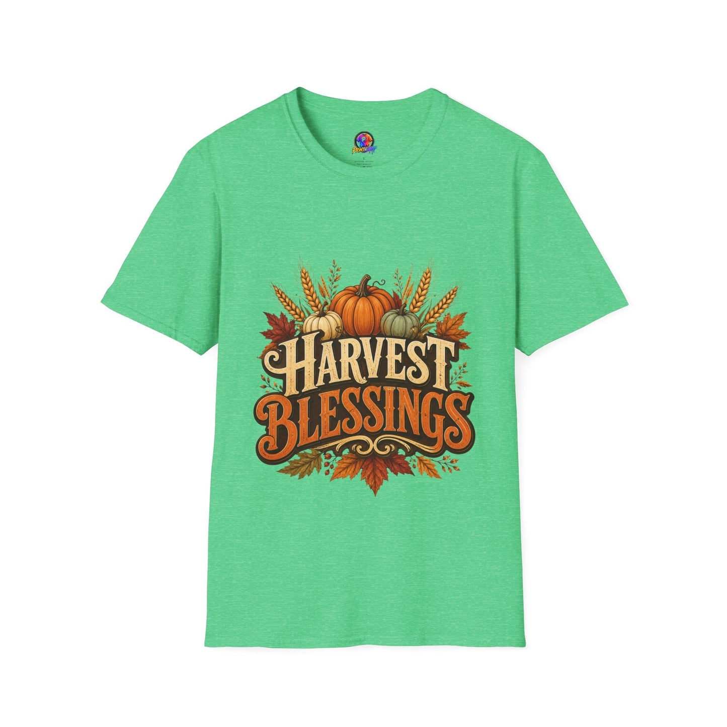 Harvest Blessings T-Shirt — Fall Pumpkin & Wheat Autumn Tee