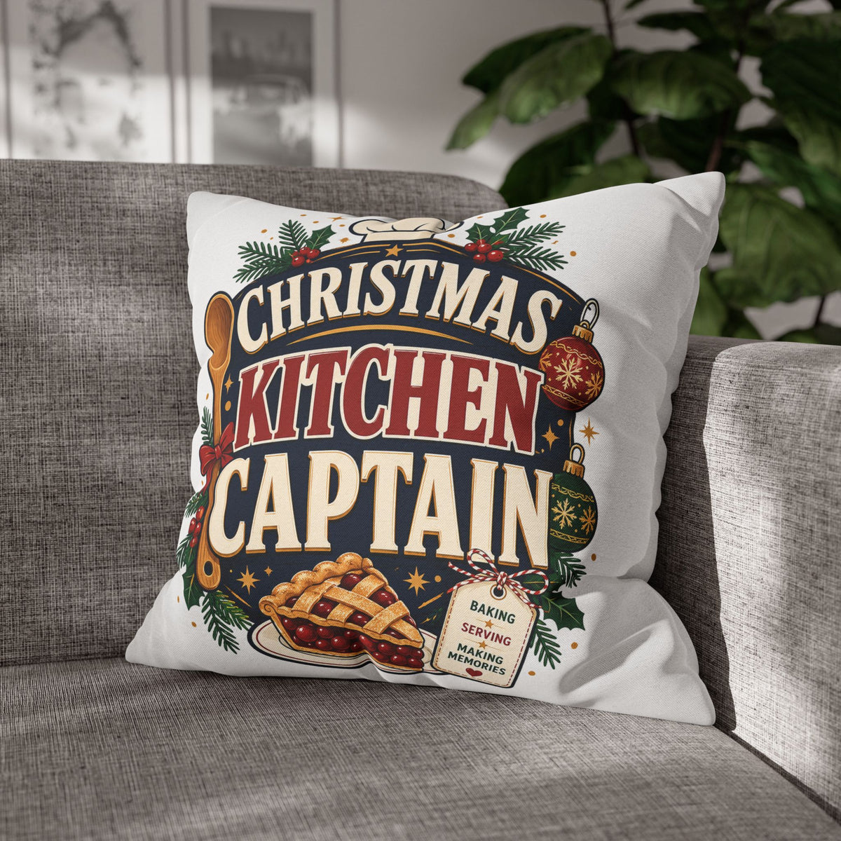 Christmas Kitchen Captain Pillowcase Modern Day Christmas  — Holiday Baking Decorative Throw Pillowcase