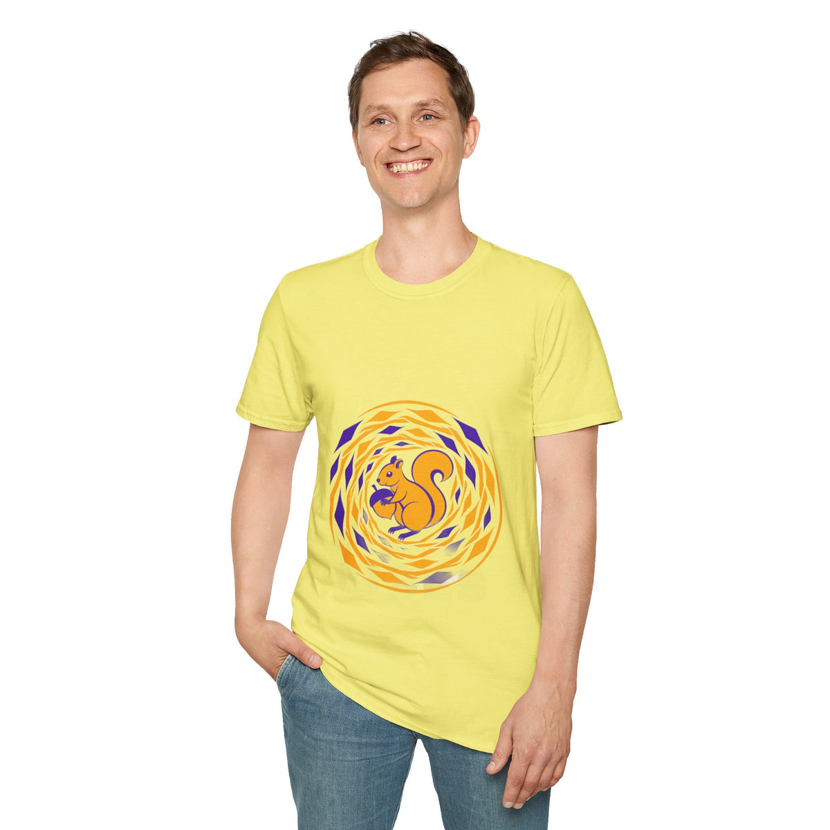 Squirrel Swirl Graphic T-Shirt — Playful Orange & Purple Nature Tee - Trending Now - September 2026