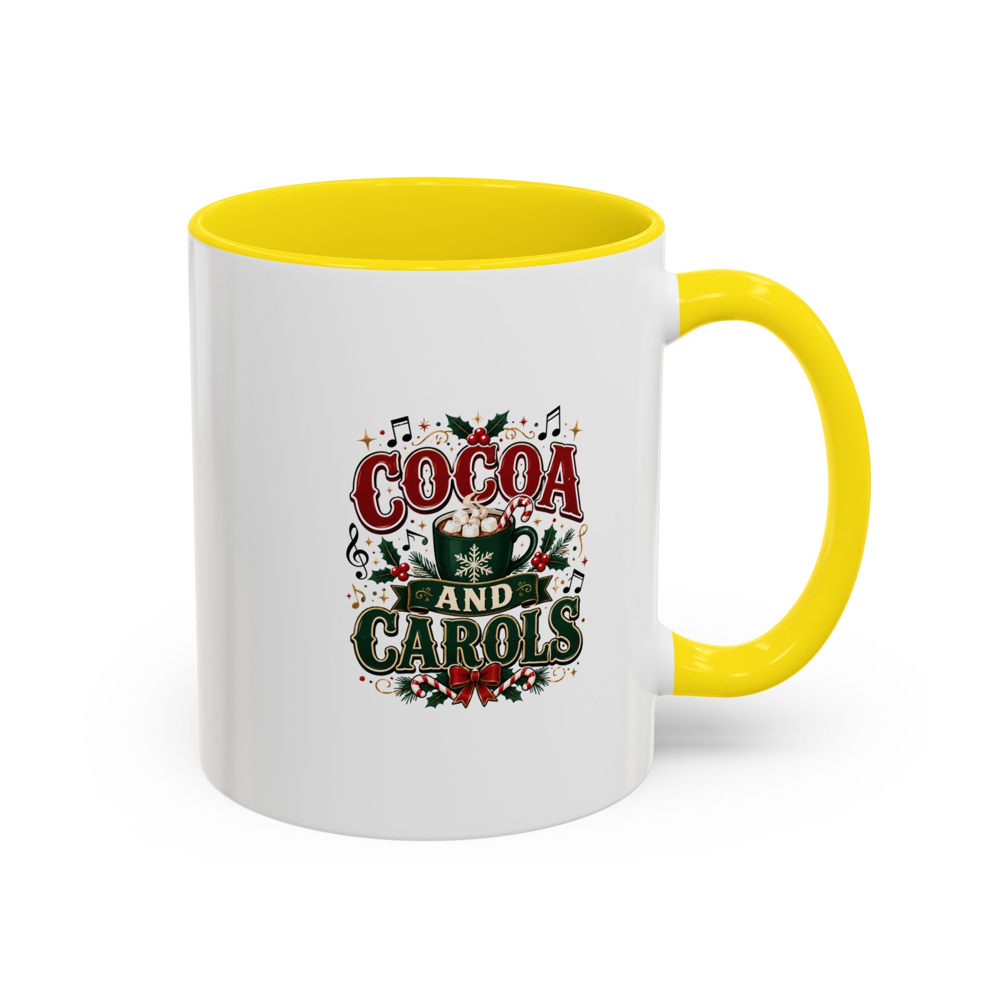 Cocoa and Carols Accent Coffee Mug — Holiday Christmas Cocoa Mug