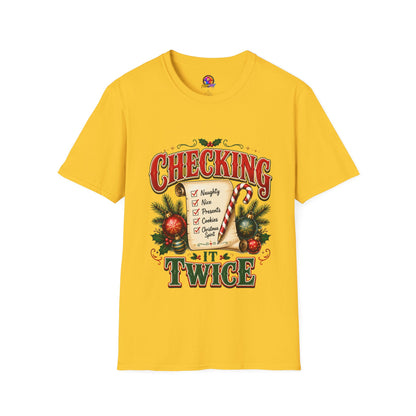 Checking It Twice Christmas T-Shirt — Naughty or Nice Holiday Tee