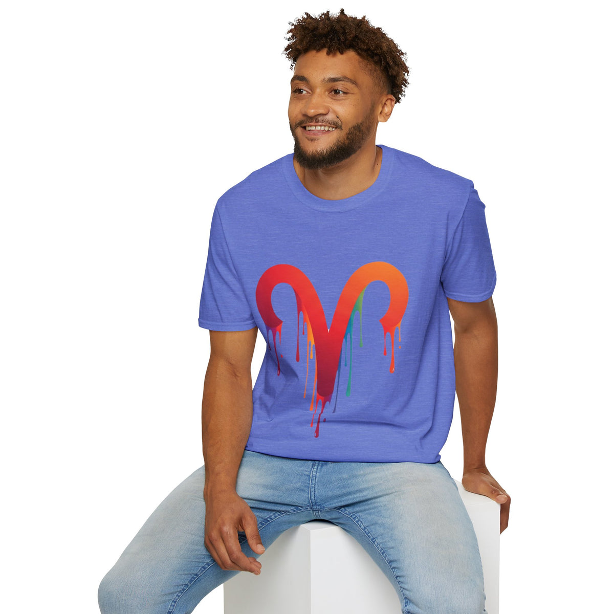 Aries Rainbow Drip T-Shirt — Colorful Dripping Zodiac Graphic Tee