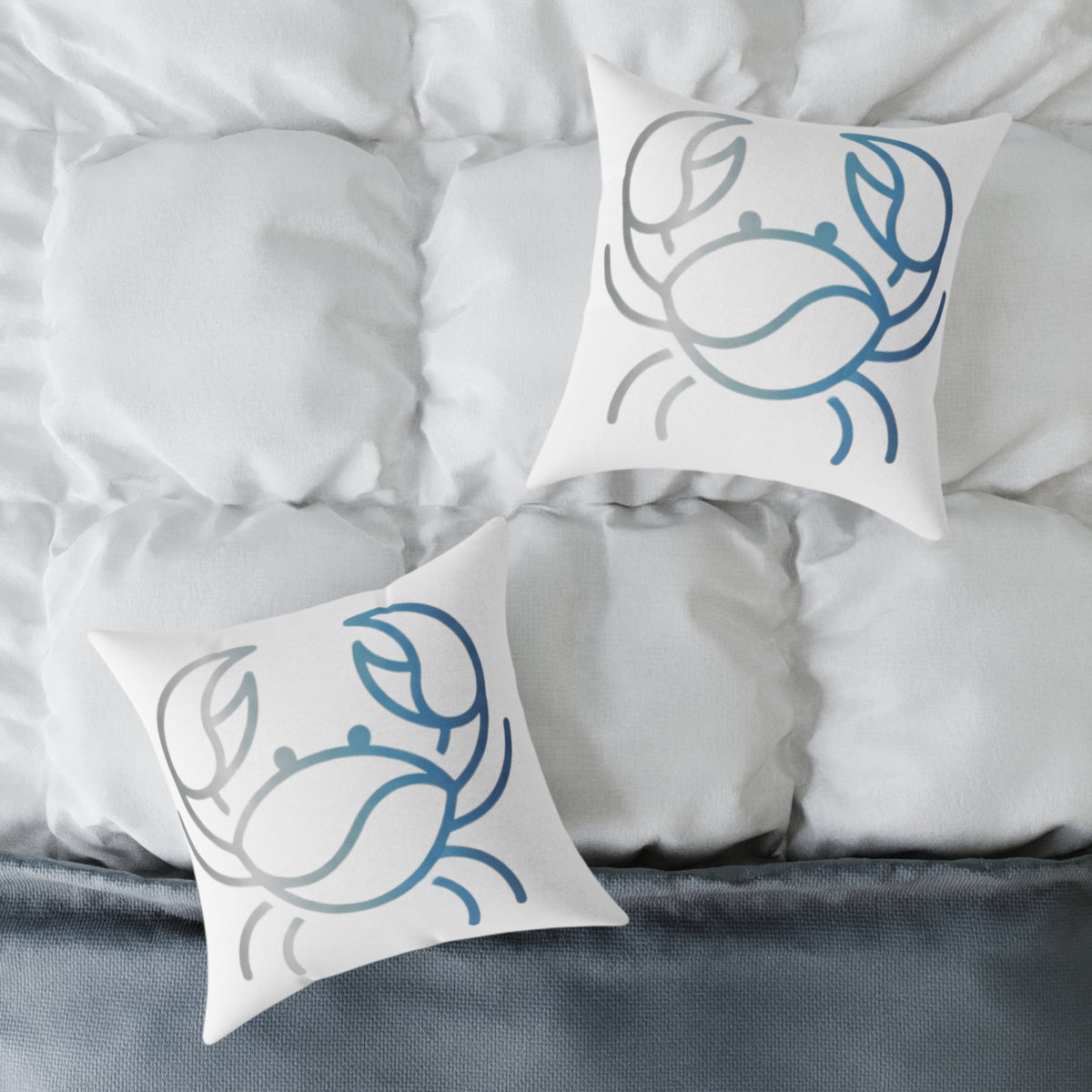 Cancer Zodiac Coastal Crab Square Throw Pillow